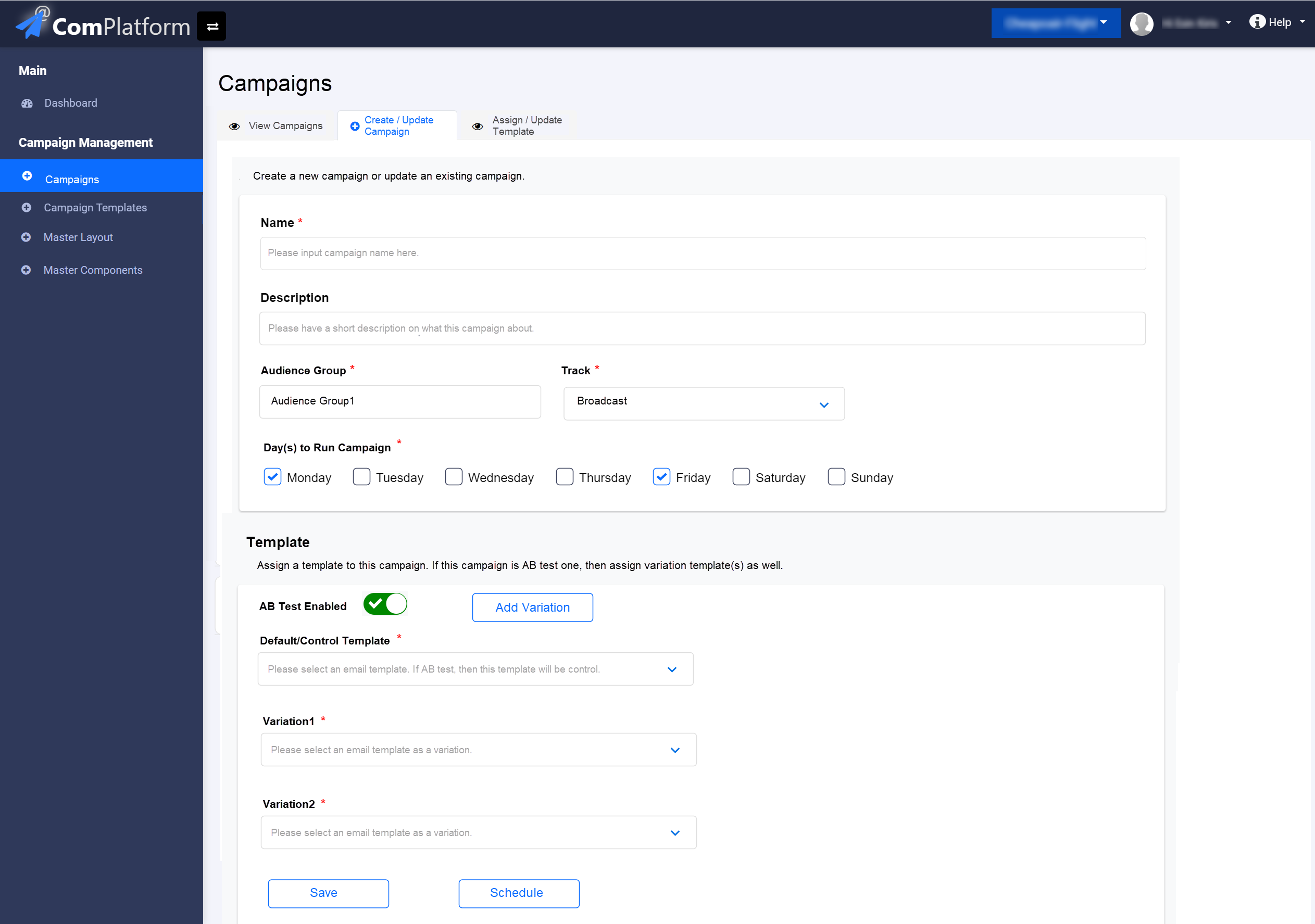 Legacy Communication Platform screen 1